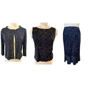 Ruby Rd. Three Piece Set Skirt Shell Cardigan Medium Comfort Travel